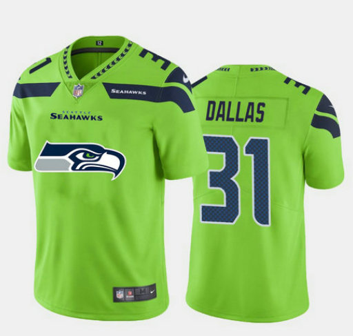 Mens Seattle Seahawks #31 DeeJay Dallas Green 2020 Team Big Logo Limited Stitched Jersey