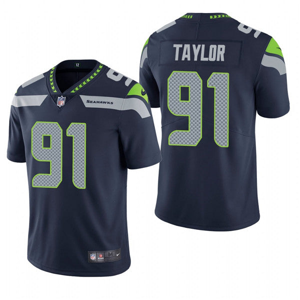 Mens Seattle Seahawks #91 Darrell Taylor Navy Vapor Untouchable Limited Stitched NFL Jersey