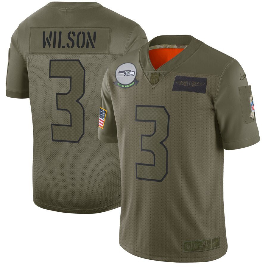 Mens Seattle Seahawks #3 Russell Wilson 2019 Camo Salute To Service Limited Stitched NFL Jersey