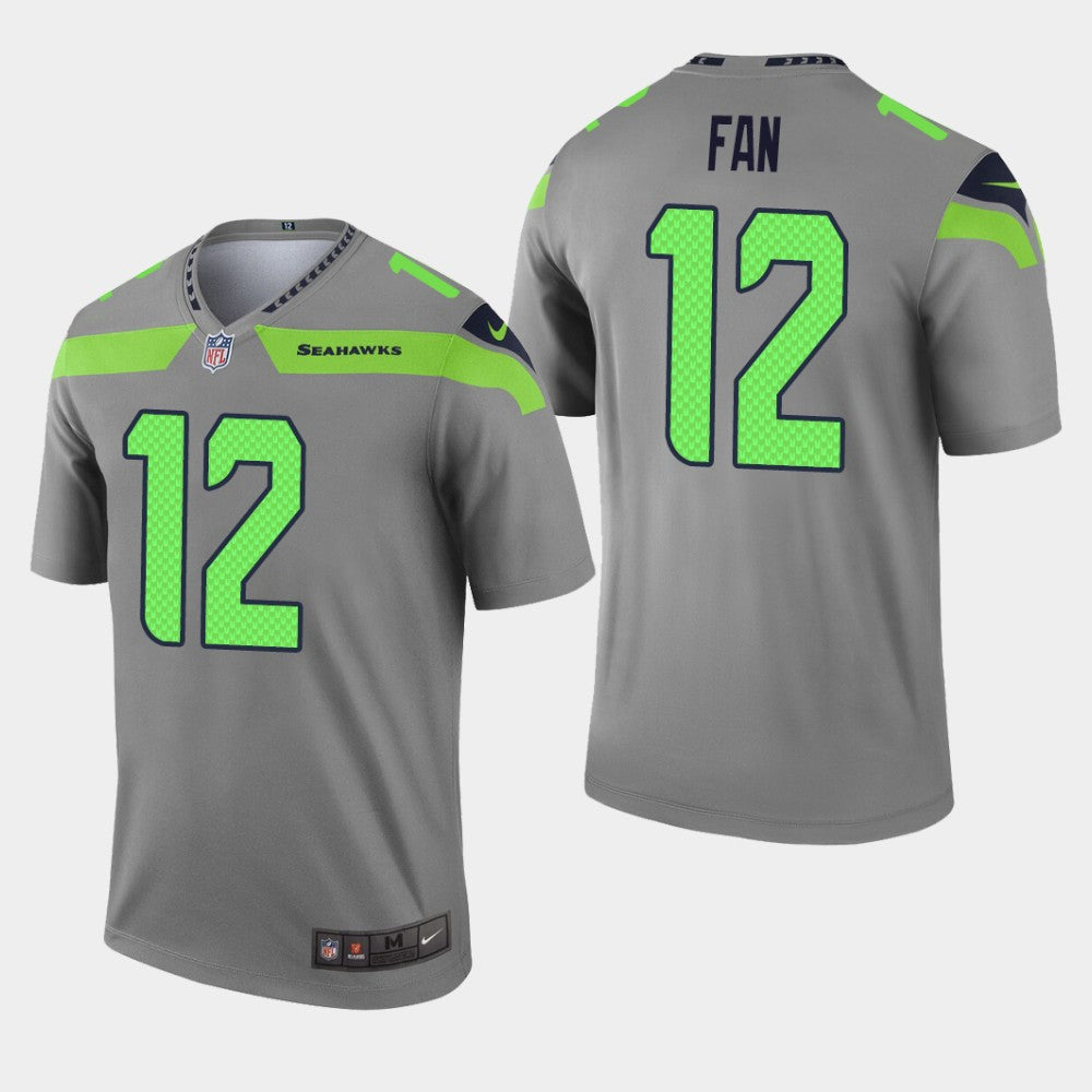 Mens Seattle Seahawks #12 Fan Gray Inverted Legend Jersey
