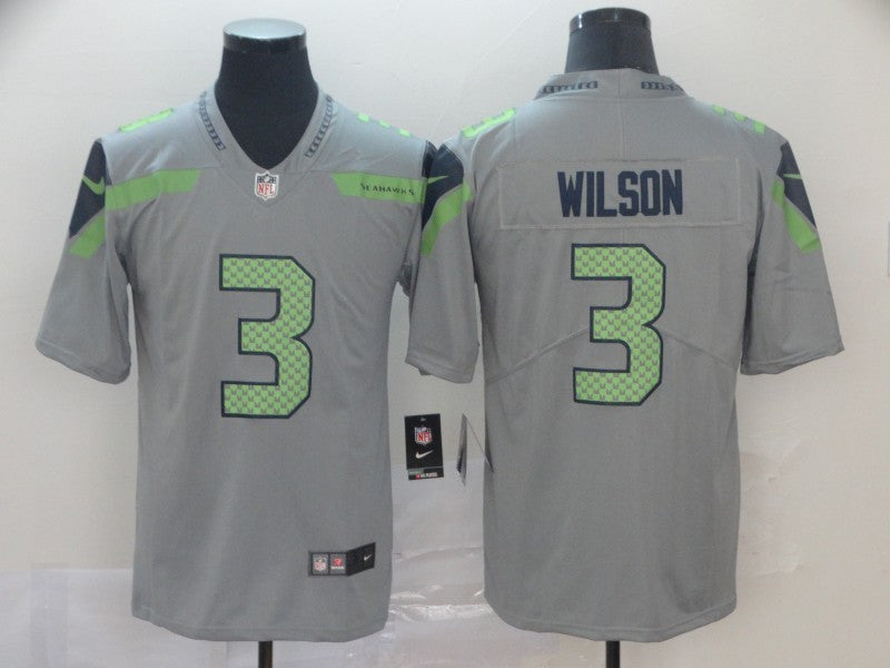 Mens Seattle Seahawks #3 Russell Wilson Gray Inverted Legend Stitched NFL Jersey