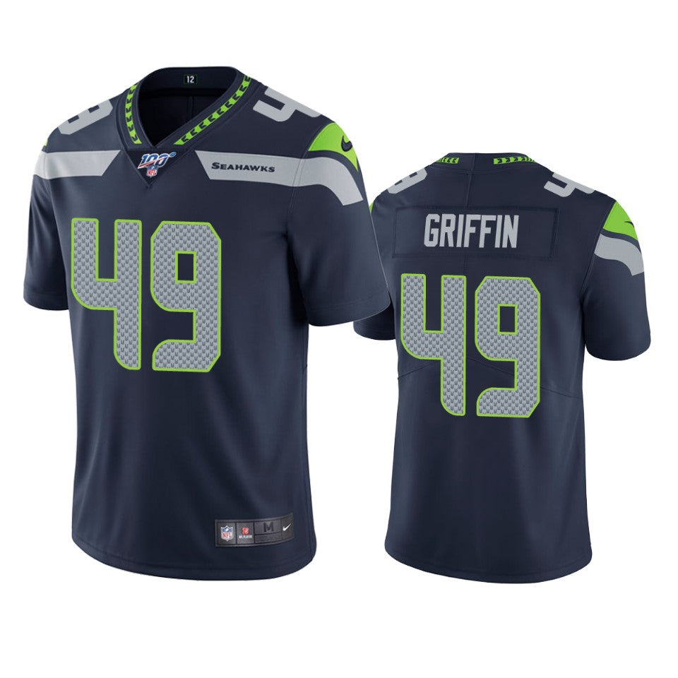 Mens Seattle Seahawks #49 Shaquem Griffin Navy 2019 100th Season Vapor Untouchable Limited Stitched NFL Jersey