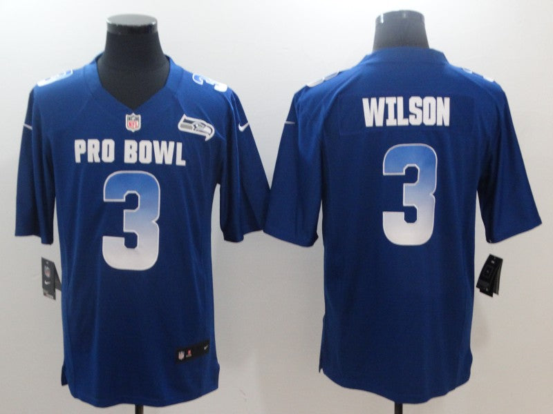 Mens NFC Seattle Seahawks #3 Russell Wilson Royal 2019 Pro Bowl NFL Game Jersey
