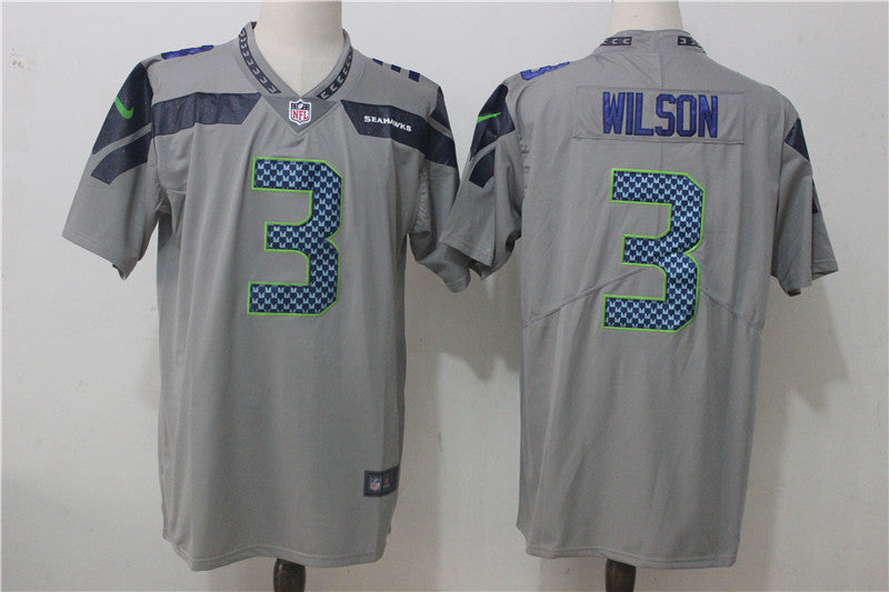 Mens Nike Seattle Seahawks #3 Russell Wilson Gray Stitched NFL Vapor Untouchable Limited jersey