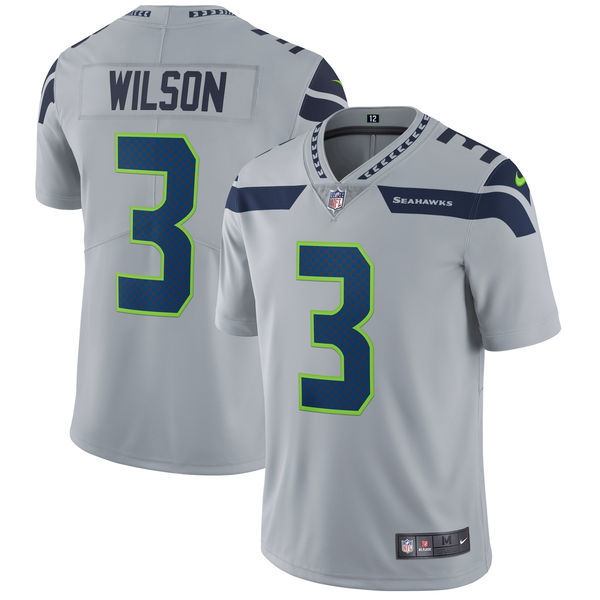 Mens Seattle Seahawks #3 Russell Wilson Nike Gray Vapor Untouchable Limited Stitched NFL Jersey