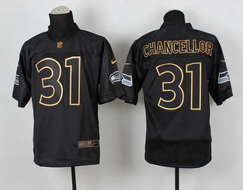 Nike Seahawks #31 Kam Chancellor Black Gold No Fashion Mens Stitched NFL Elite Jersey