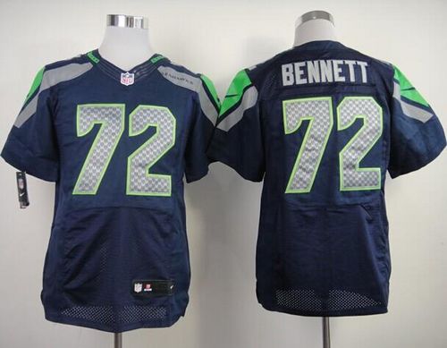 Nike Seahawks #72 Michael Bennett Steel Blue Team Color Mens Stitched NFL Elite Jersey
