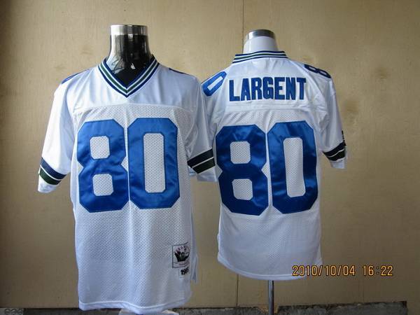 Mitchell Ness Seahawks #80 Steve Largent White Throwback Stitched NFL Jersey