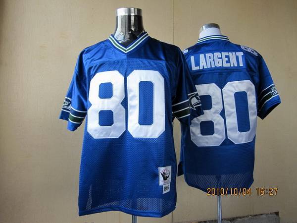 Mitchell Ness Seahawks #80 Steve Largent Blue Throwback Stitched NFL Jersey