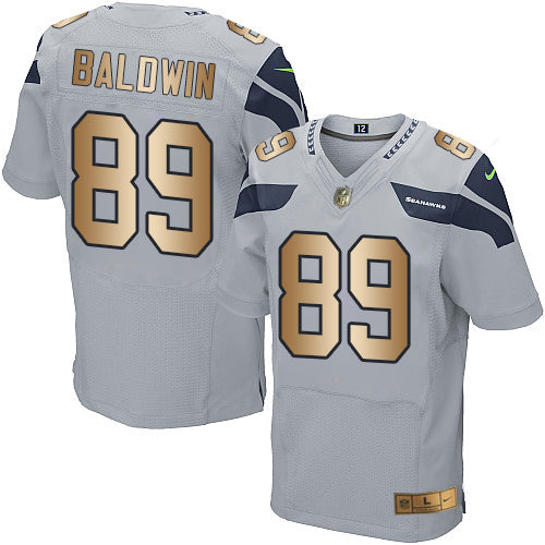 Nike Seahawks #89 Doug Baldwin Grey Alternate Mens Stitched NFL Elite Gold Jersey