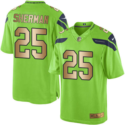 Nike Seahawks #25 Richard Sherman Green Mens Stitched NFL Limited Gold Rush Jersey