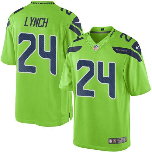 Nike Seahawks #24 Marshawn Lynch Green Mens Stitched NFL Limited Rush Jersey