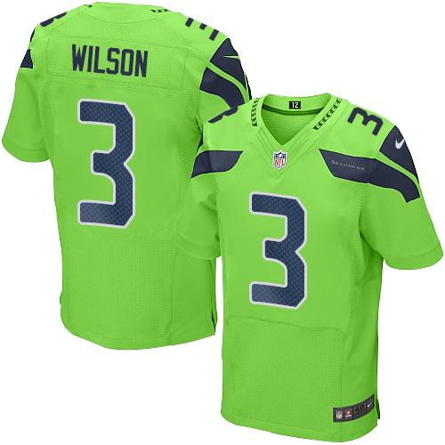 Nike Seahawks #3 Russell Wilson Green Mens Stitched NFL Elite Rush Jersey