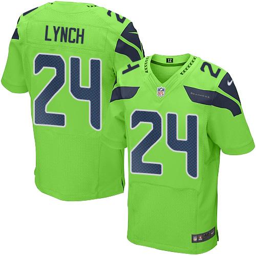 Nike Seahawks #24 Marshawn Lynch Green Mens Stitched NFL Elite Rush Jersey