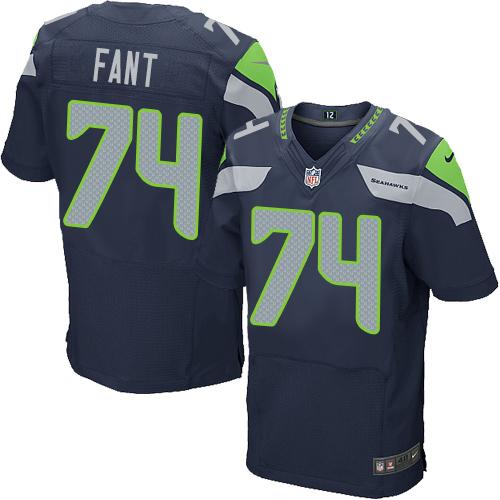 Nike Seahawks #74 George Fant Steel Blue Team Color Mens Stitched NFL Elite Jersey