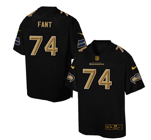 Nike Seahawks #74 George Fant Black Mens Stitched NFL Elite Pro Line Gold Collection Jersey