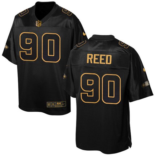 Nike Seahawks #90 Jarran Reed Black Mens Stitched NFL Elite Pro Line Gold Collection Jersey