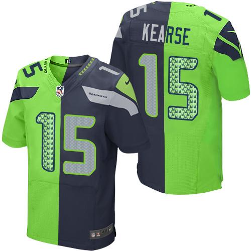 Nike Seahawks #15 Jermaine Kearse Steel Blue/Green Mens Stitched NFL Elite Split Jersey