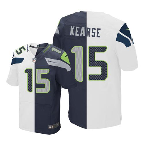 Nike Seahawks #15 Jermaine Kearse White/Steel Blue Mens Stitched NFL Elite Split Jersey