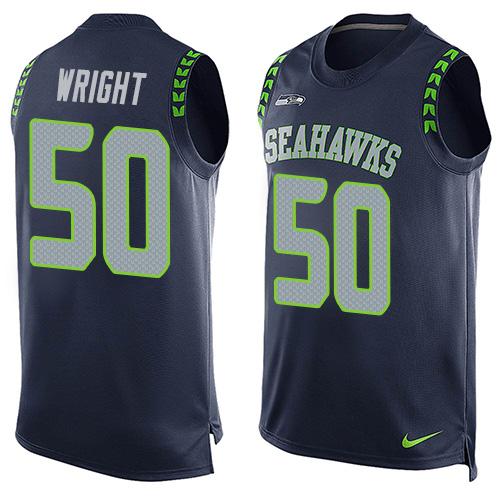 Nike Seahawks #50 KJ Wright Steel Blue Team Color Mens Stitched NFL Limited Tank Top Jersey