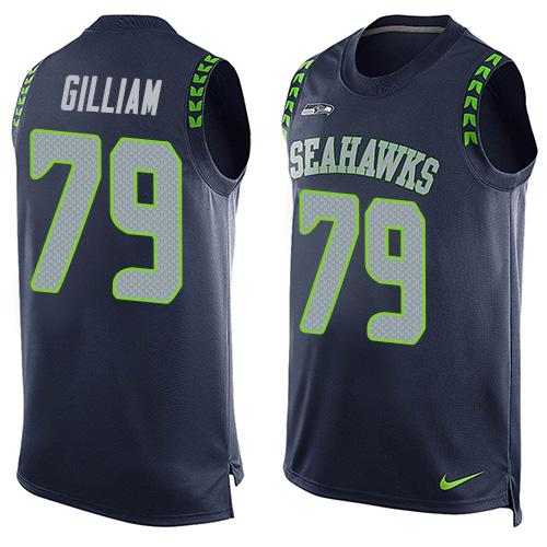 Nike Seahawks #79 Garry Gilliam Steel Blue Team Color Mens Stitched NFL Limited Tank Top Jersey