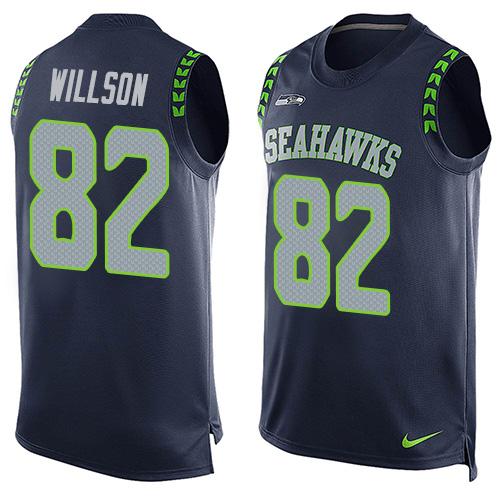 Nike Seahawks #82 Luke Willson Steel Blue Team Color Mens Stitched NFL Limited Tank Top Jersey