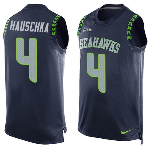 Nike Seahawks #4 Steven Hauschka Steel Blue Team Color Mens Stitched NFL Limited Tank Top Jersey