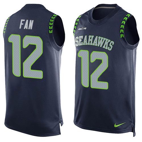 Nike Seahawks #12 Fan Steel Blue Team Color Mens Stitched NFL Limited Tank Top Jersey