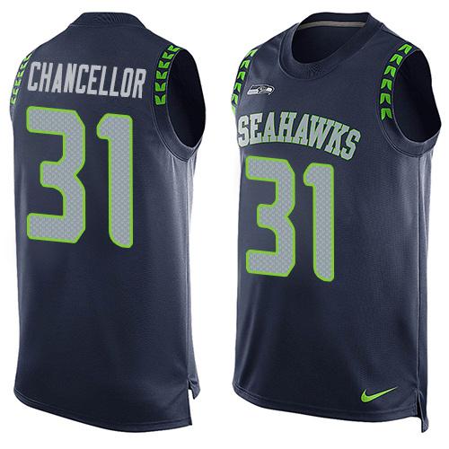 Nike Seahawks #31 Kam Chancellor Steel Blue Team Color Mens Stitched NFL Limited Tank Top Jersey