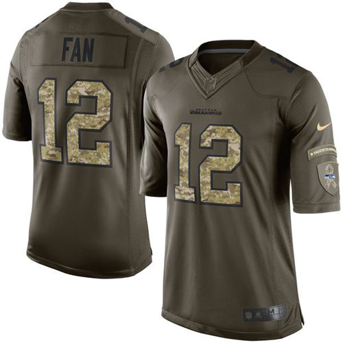 Nike Seahawks #12 Fan Green Mens Stitched NFL Limited Salute to Service Jersey