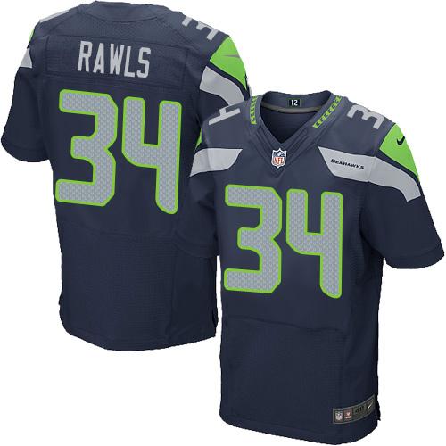 Nike Seahawks #34 Thomas Rawls Steel Blue Team Color Mens Stitched NFL Elite Jersey