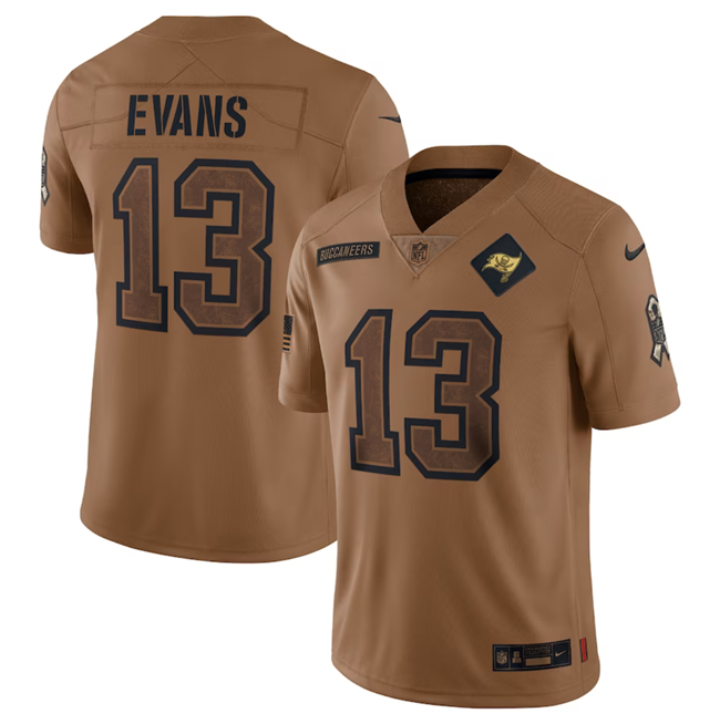 Mens Tampa Bay Buccaneers #13 Mike Evans 2023 Brown Salute To Service Limited Stitched Jersey