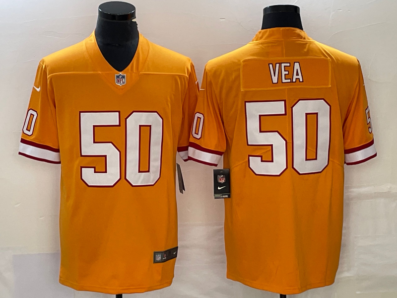 Mens Tampa Bay Buccaneers #50 Vita Vea Orange Vapor Untouchable Limited Stitched Jersey