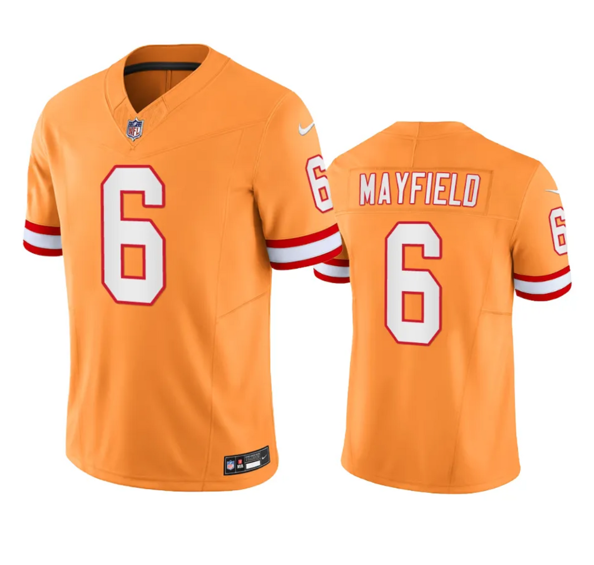 Mens Tampa Bay Buccaneers #6 Baker Mayfield Orange 2023 FUSE Throwback Limited Stitched Jersey