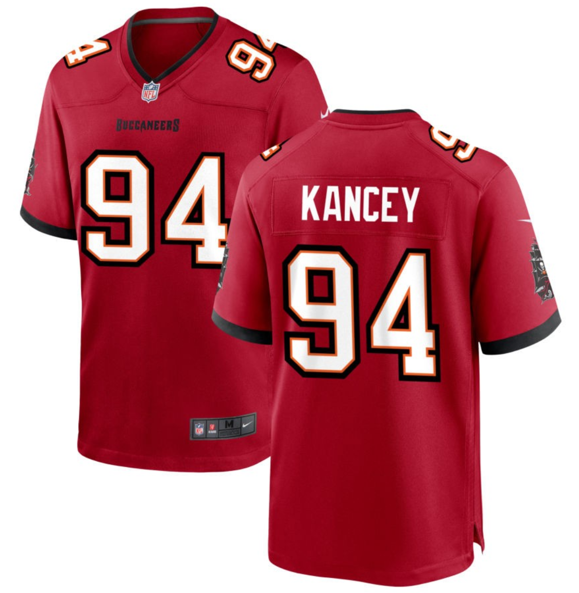 Mens Tampa Bay Buccaneers #94 Calijah Kancey Red 2023 Draft Stitched Game Jersey
