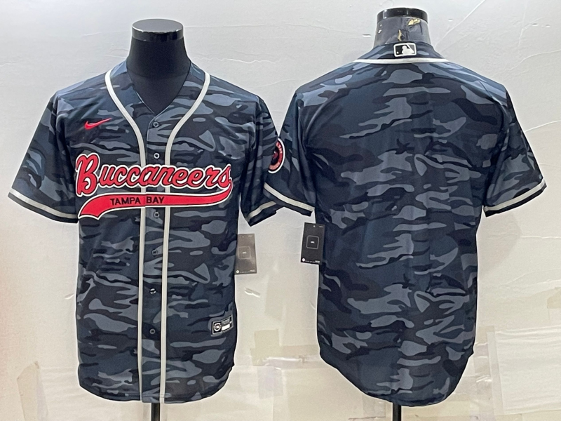 Mens Tampa Bay Buccaneers Blank Grey Camo With Patch Cool Base Stitched Baseball Jersey