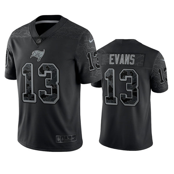 Mens Tampa Bay Buccaneers #13 Mike Evans Black Reflective Limited Stitched Jersey