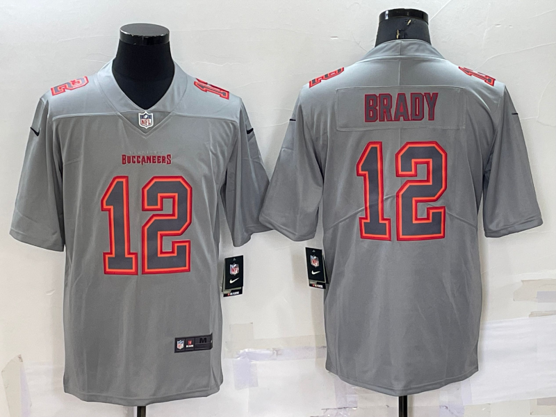 Mens Tampa Bay Buccaneers #12 Tom Brady Grey Atmosphere Fashion Stitched Jersey