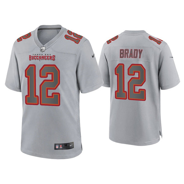 Mens Tampa Bay Buccaneers #12 Tom Brady Grey Atmosphere Fashion Stitched Game Jersey