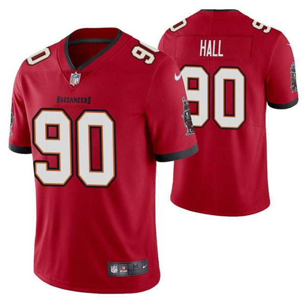 Mens Tampa Bay Buccaneers #90 Logan Hall Red Vapor Untouchable Limited Stitched Jersey