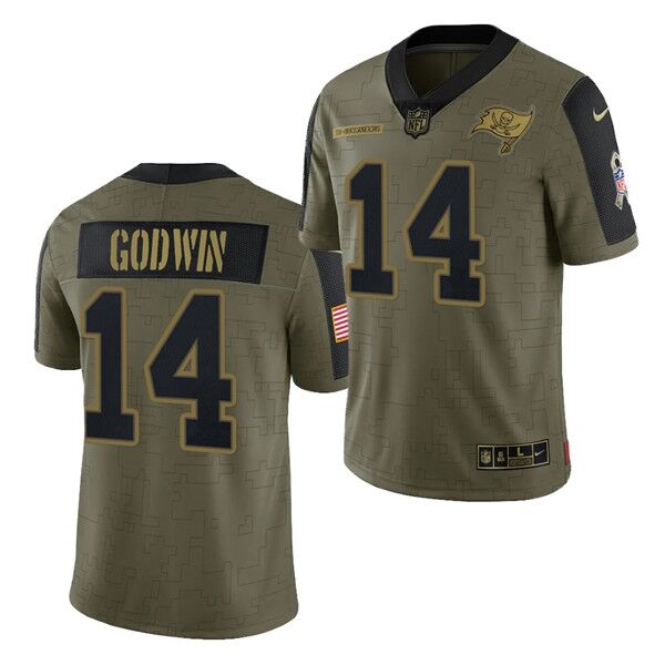 Mens Tampa Bay Buccaneers #14 Chris Godwin 2021 Olive Salute To Service Limited Stitched Jersey