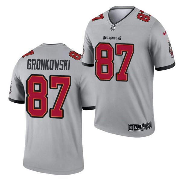 Mens Tampa Bay Buccaneers #87 Rob Gronkowski 2021 Gray Inverted Legend Stitched Jersey