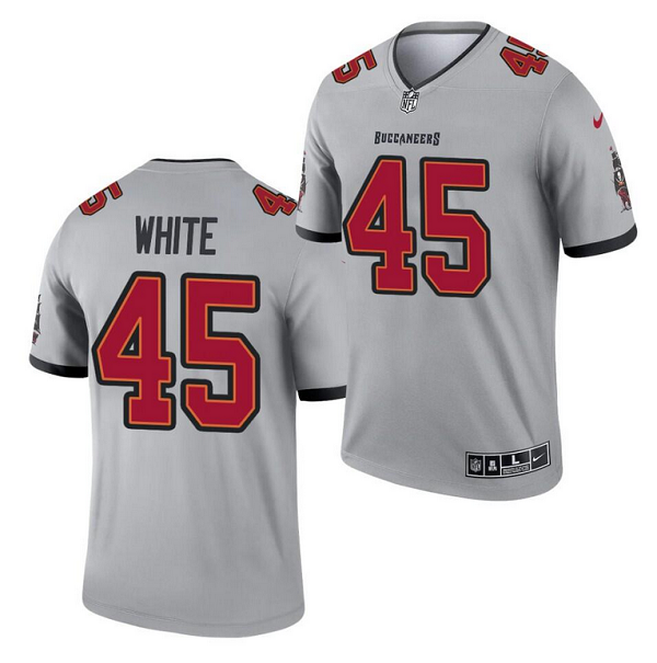 Mens Tampa Bay Buccaneers #45 Devin White 2021 Gray Inverted Legend Stitched Jersey