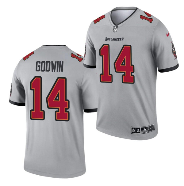 Mens Tampa Bay Buccaneers #14 Chris Godwin 2021 Gray Inverted Legend Stitched Jersey
