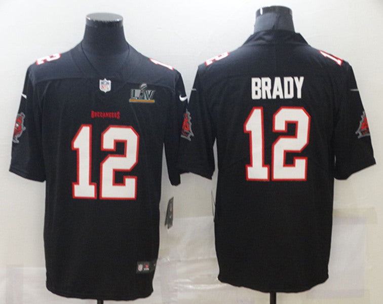 Mens Tampa Bay Buccaneers #12 Tom Brady New Black 2021 Super Bowl LV Limited Stitched Jersey