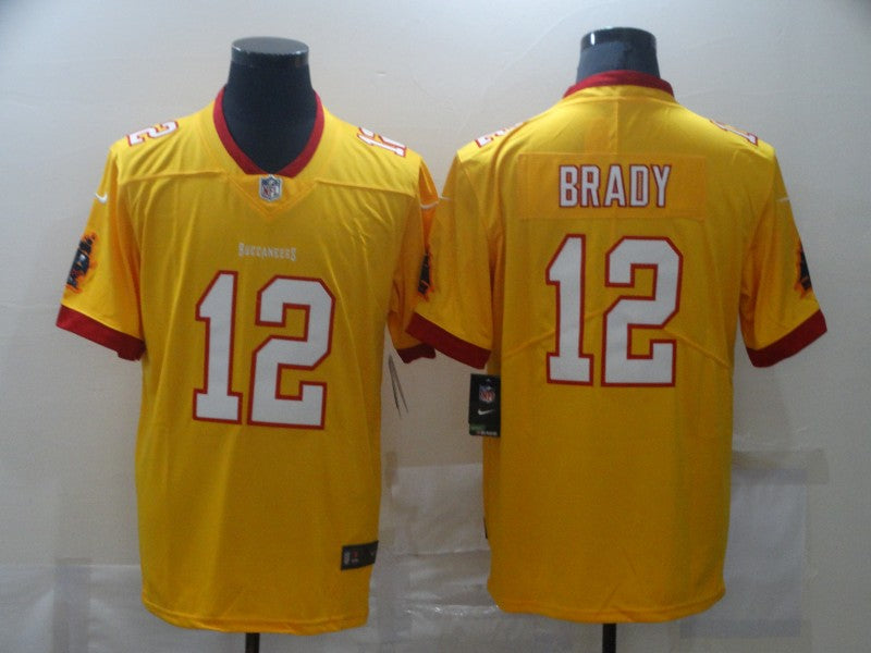 Mens Tampa Bay Buccaneers #12 Tom Brady Yellow Limited Stitched Jersey