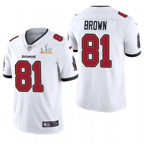 Mens Tampa Bay Buccaneers #81 Antonio Brown White 2021 Super Bowl LV Limited Stitched Jersey
