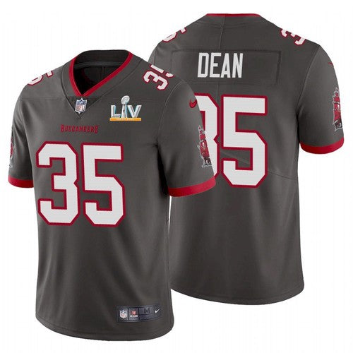 Mens Tampa Bay Buccaneers #35 Jamel Dean Grey 2021 Super Bowl LV Limited Stitched Jersey