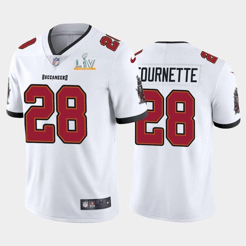 Mens Tampa Bay Buccaneers #28 Leonard Fournette White 2021 Super Bowl LV Limited Stitched Jersey