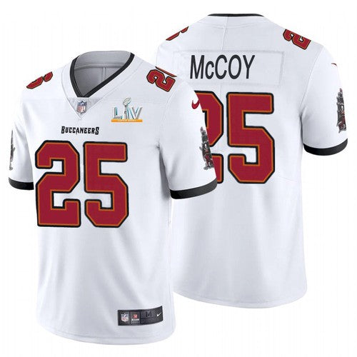 Mens Tampa Bay Buccaneers #25 LeSean McCoy White 2021 Super Bowl LV Limited Stitched Jersey